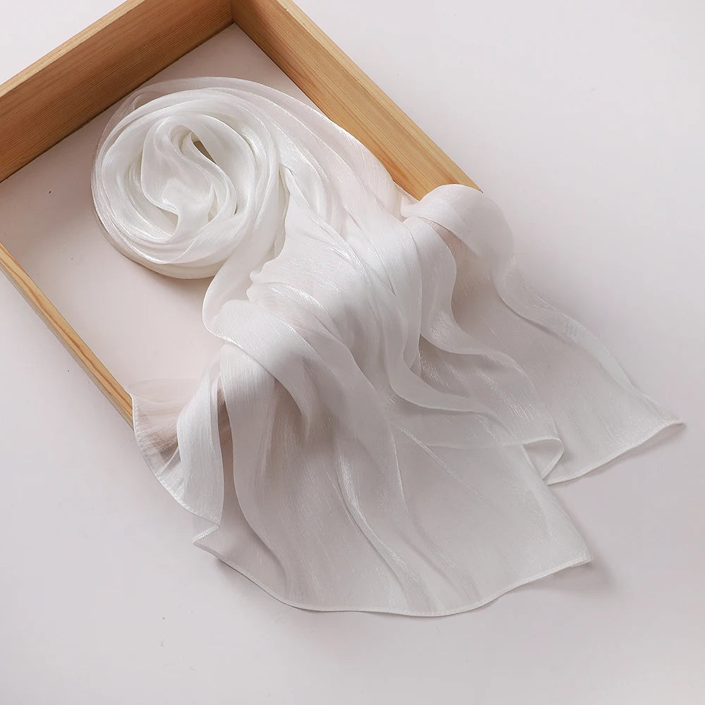 2025 New  Women’s Pleated Glitter Shawl – Plain, Shimmering Chiffon Muslim Hijab