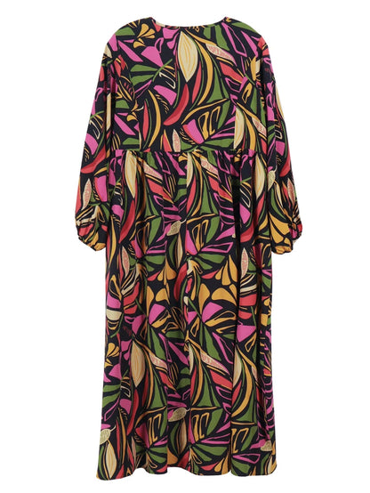 ATLASORA New Plus Size Women’s Digital Print Maxi Dress – All Season Front Button Casual Dress in Lightweight Polyester