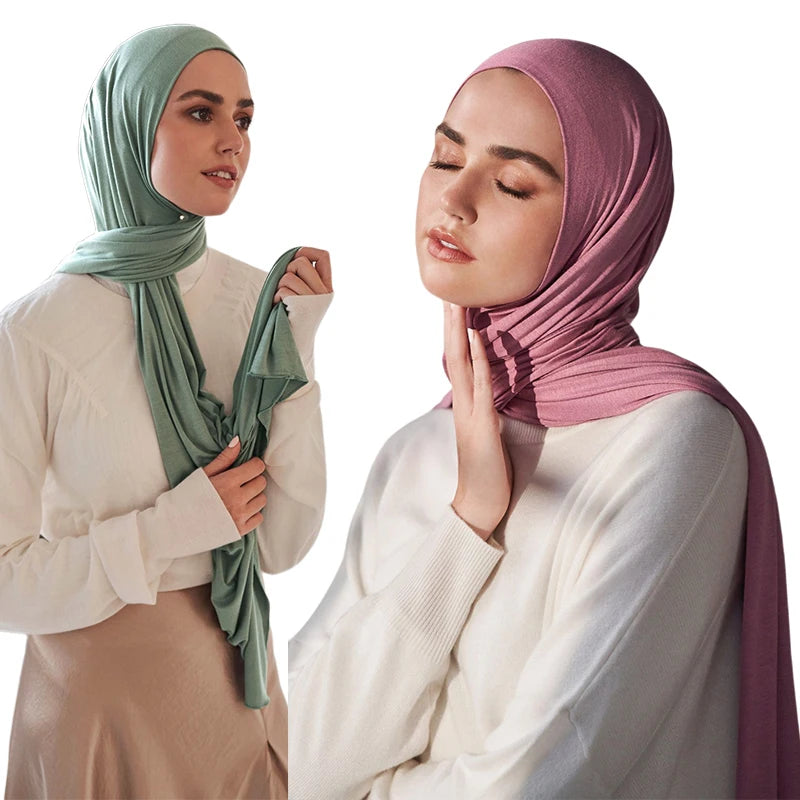New Jersey Women's 2025 Muslim Fashion Modal Cotton Hijab – Soft, Solid Color Long Scarf High-Quality Headwrap