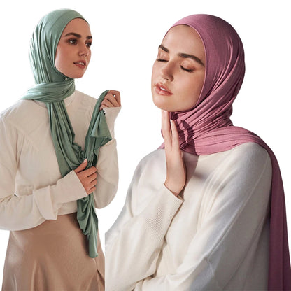 New Jersey Women's 2025 Muslim Fashion Modal Cotton Hijab – Soft, Solid Color Long Scarf High-Quality Headwrap