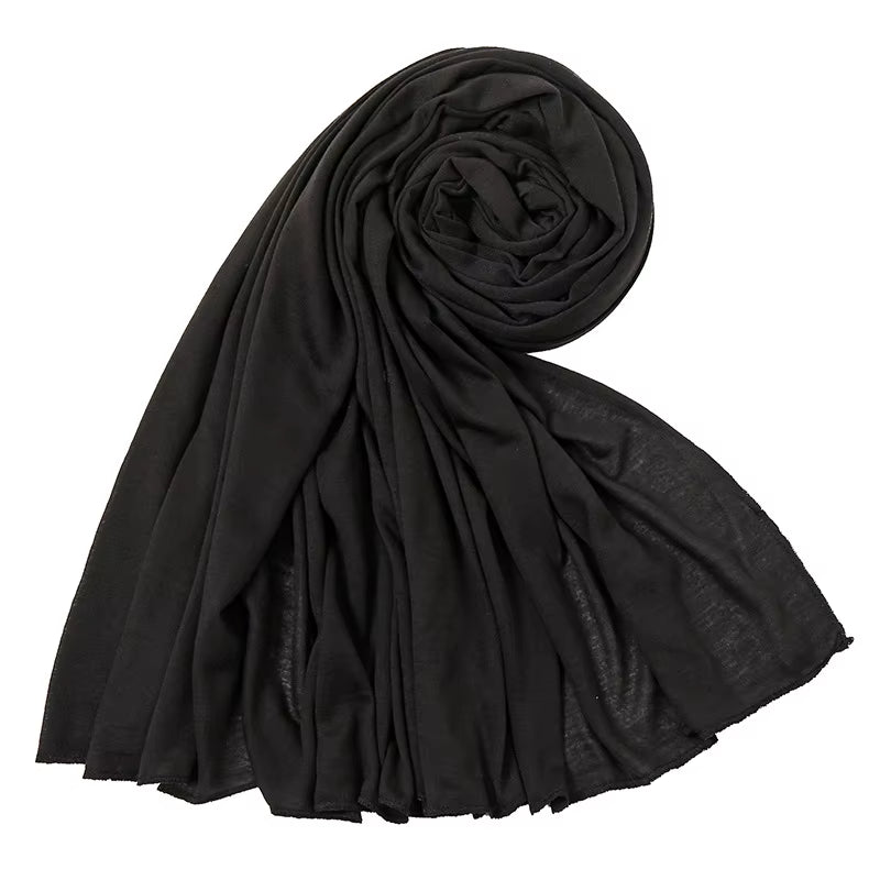 Soft Cotton Jersey Hijab Scarf for Women – Plain Long Muslim Head Wrap, Modest Turban Shawl, Lightweight Jersey Headscarf for Abaya & Everyday Wear