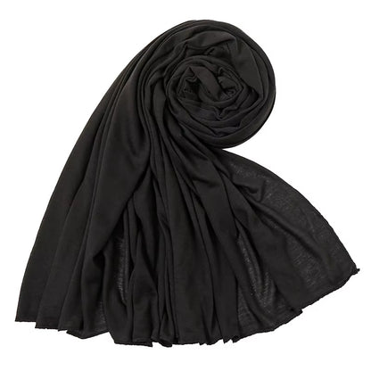 Soft Cotton Jersey Hijab Scarf for Women – Plain Long Muslim Head Wrap, Modest Turban Shawl, Lightweight Jersey Headscarf for Abaya & Everyday Wear