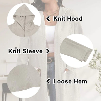 Women’s Long Cable Knit Cardigan – Cozy Open Front Sweater, Layering Knitwear