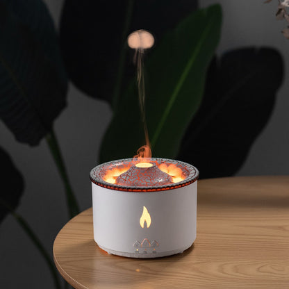 New Two-Color Spray Ring Volcano Humidifier – Aromatherapy Diffuser with LED Flame & Mist Ring Effect
