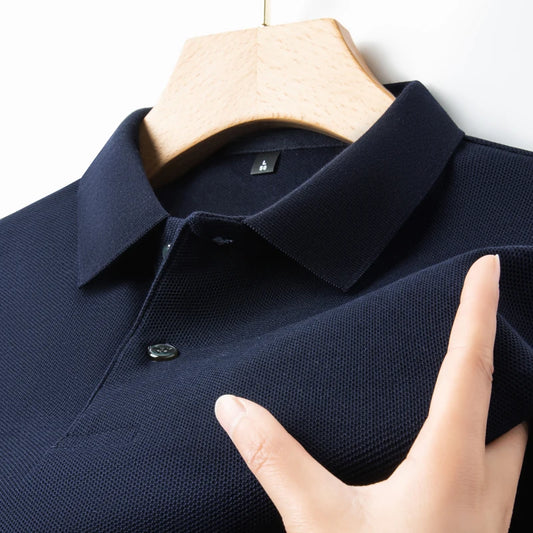 Men’s 100% Cotton Polo Shirt – Summer Casual Short Sleeve, Breathable Lapel Tee, Ideal for Golf and Sports