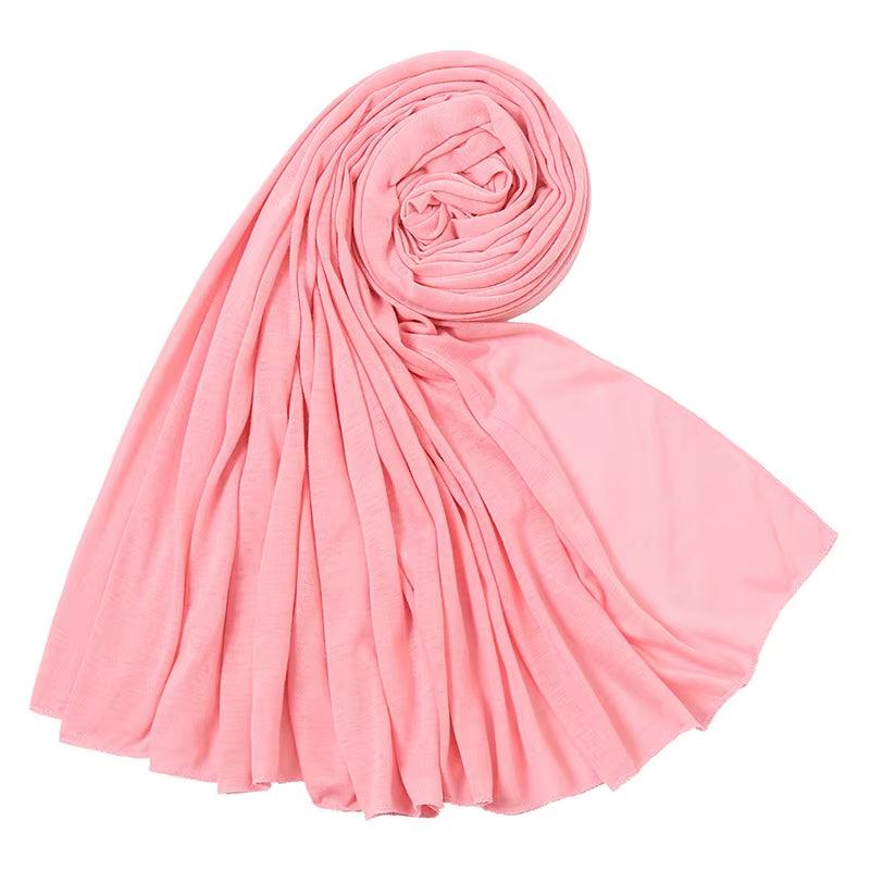 Soft Cotton Jersey Hijab Scarf for Women – Plain Long Muslim Head Wrap, Modest Turban Shawl, Lightweight Jersey Headscarf for Abaya & Everyday Wear
