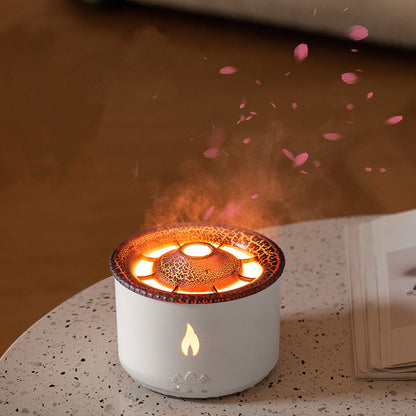New Two-Color Spray Ring Volcano Humidifier – Aromatherapy Diffuser with LED Flame & Mist Ring Effect