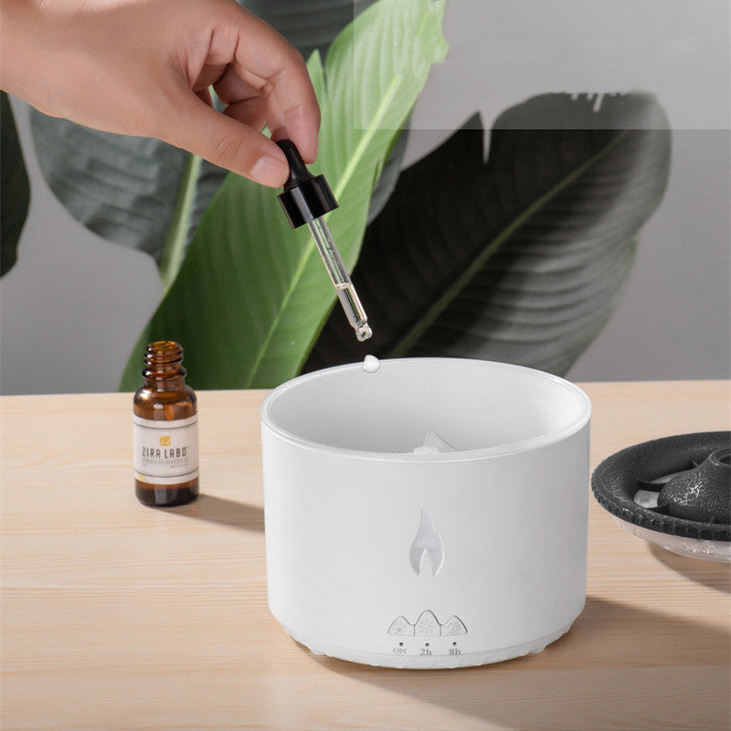New Two-Color Spray Ring Volcano Humidifier – Aromatherapy Diffuser with LED Flame & Mist Ring Effect